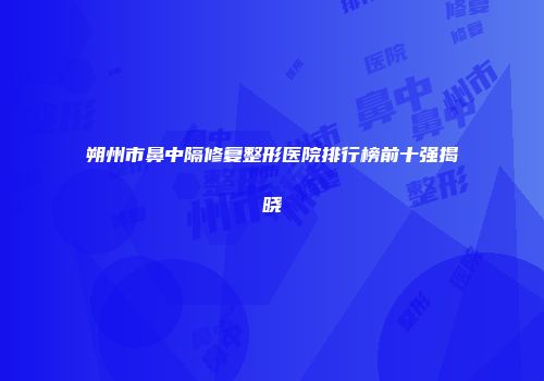 朔州市鼻中隔修复整形医院排行榜前十强揭晓