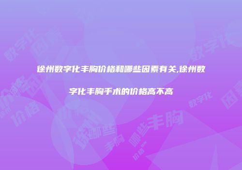 徐州数字化丰胸价格和哪些因素有关,徐州数字化丰胸手术的价格高不高