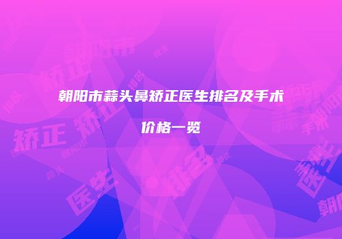 朝阳市蒜头鼻矫正医生排名及手术价格一览