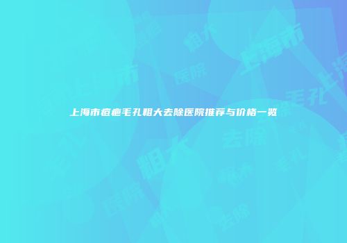 上海市痘疤毛孔粗大去除医院推荐与价格一览