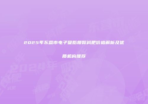 2025年东营市电子吸脂瘦臀减肥价格解析及优质机构推荐