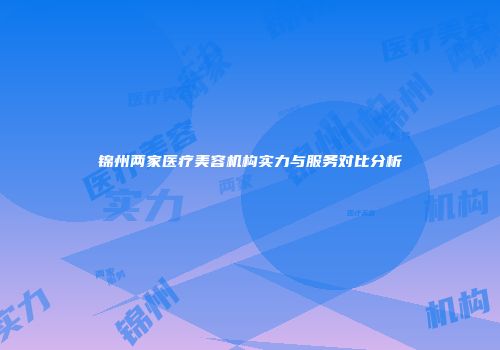 锦州两家医疗美容机构实力与服务对比分析