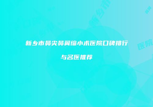 新乡市鼻尖鼻翼缩小术医院口碑排行与名医推荐