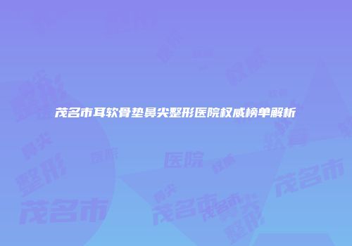 茂名市耳软骨垫鼻尖整形医院权威榜单解析
