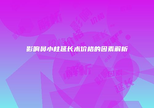 影响鼻小柱延长术价格的因素解析