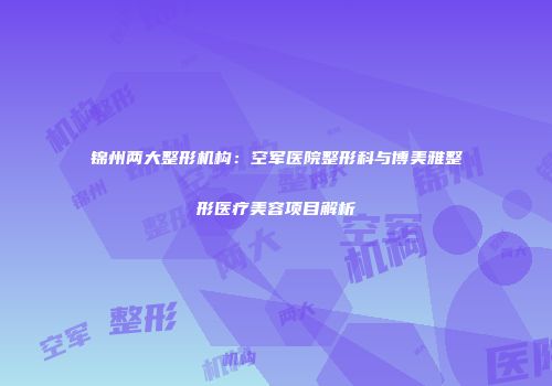 锦州两大整形机构：空军医院整形科与博美雅整形医疗美容项目解析