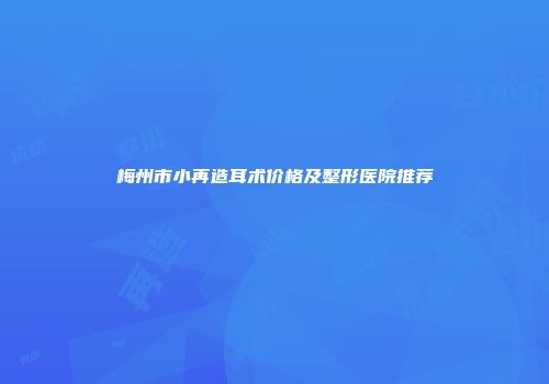 梅州市小再造耳术价格及整形医院推荐