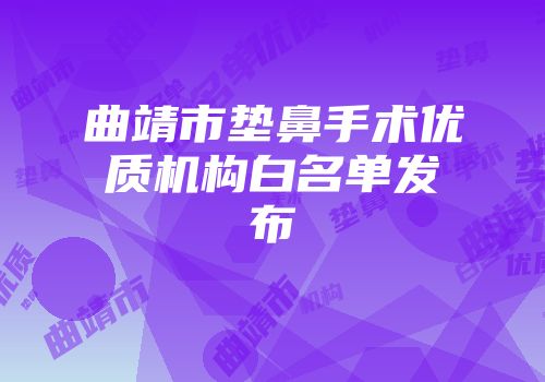 曲靖市垫鼻手术优质机构白名单发布