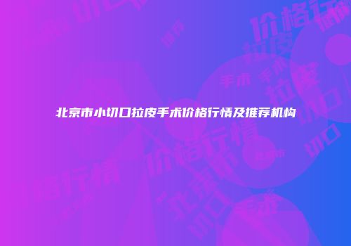 北京市小切口拉皮手术价格行情及推荐机构