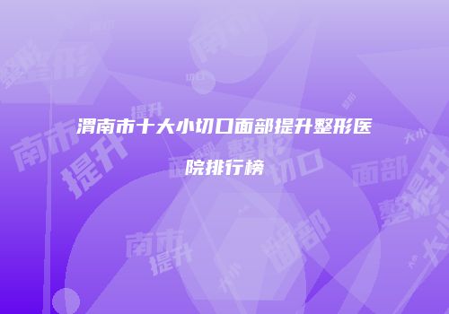 渭南市十大小切口面部提升整形医院排行榜