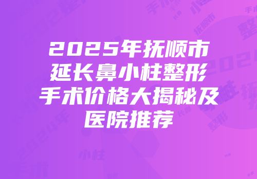 2025年抚顺市延长鼻小柱整形手术价格大揭秘及医院推荐