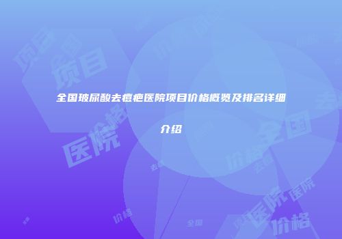 全国玻尿酸去痘疤医院项目价格概览及排名详细介绍