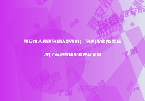 雅安市人民医院烧伤整形科(一院区)价格(收费标准)了解附痘印沉着去除案例