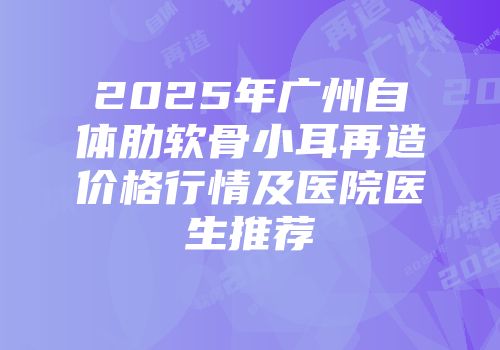 2025年广州自体肋软骨小耳再造价格行情及医院医生推荐