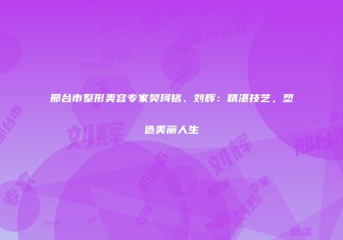 邢台市整形美容专家樊珂铭、刘辉：精湛技艺，塑造美丽人生