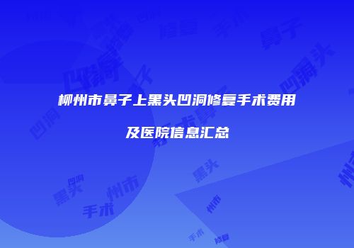 柳州市鼻子上黑头凹洞修复手术费用及医院信息汇总