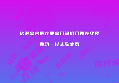 铭源皇宫医疗美容门诊价目表在线预览附一针丰胸案例