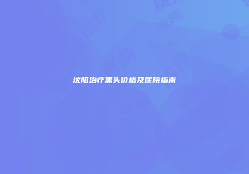 沈阳治疗黑头价格及医院指南