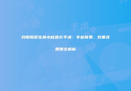 刘阳阳医生鼻小柱延长手术：专业背景、效果及费用全解析