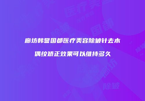 廊坊韩誉国都医疗美容除皱针去木偶纹矫正效果可以维持多久