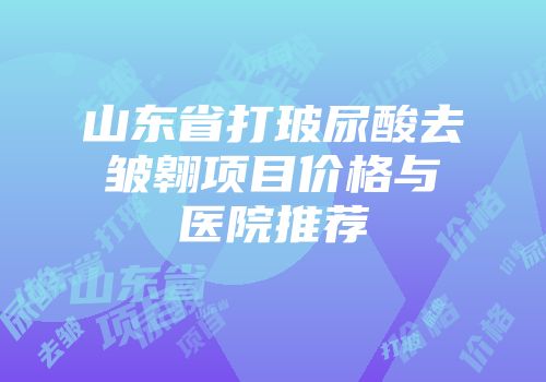 山东省打玻尿酸去皱翱项目价格与医院推荐