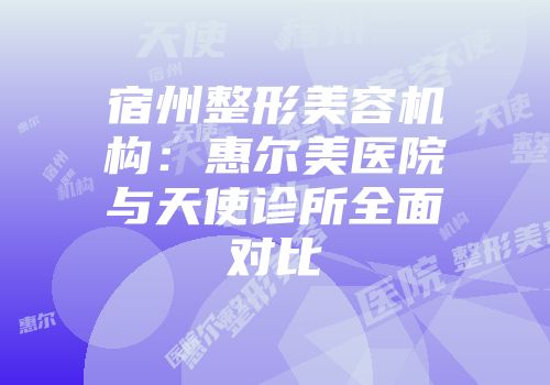 宿州整形美容机构：惠尔美医院与天使诊所全面对比