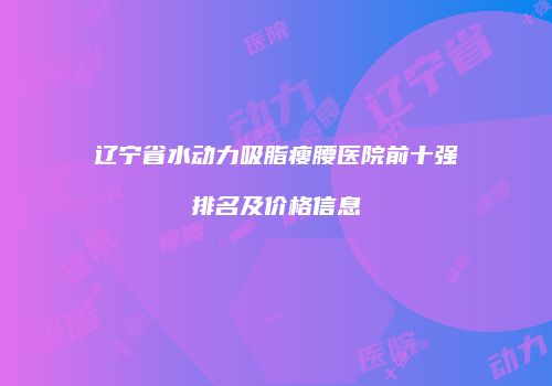 辽宁省水动力吸脂瘦腰医院前十强排名及价格信息