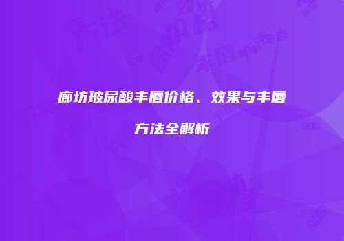 廊坊玻尿酸丰唇价格、效果与丰唇方法全解析