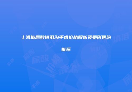 上海玻尿酸填泪沟手术价格解析及整形医院推荐