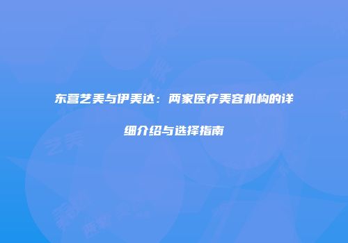 东营艺美与伊美达：两家医疗美容机构的详细介绍与选择指南