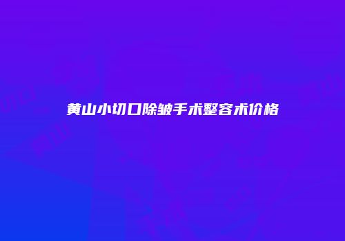 黄山小切口除皱手术整容术价格