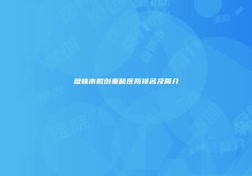 盘锦市微创重睑医院排名及简介