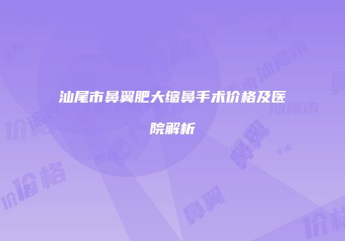 汕尾市鼻翼肥大缩鼻手术价格及医院解析
