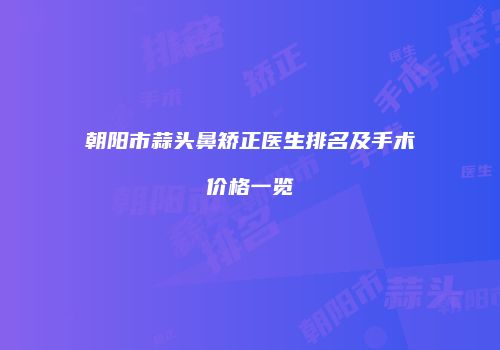 朝阳市蒜头鼻矫正医生排名及手术价格一览