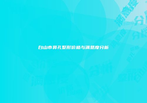 白山市鼻孔整形价格与满意度分析