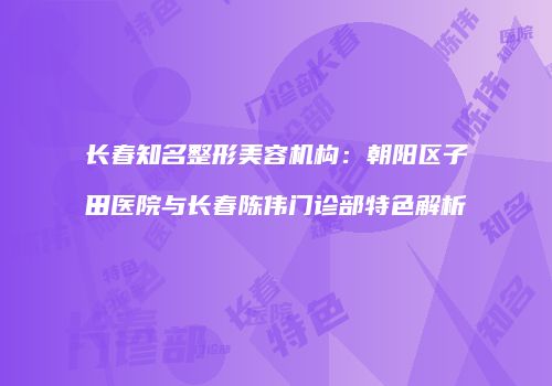长春知名整形美容机构：朝阳区子田医院与长春陈伟门诊部特色解析