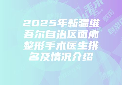 2025年新疆维吾尔自治区面廓整形手术医生排名及情况介绍