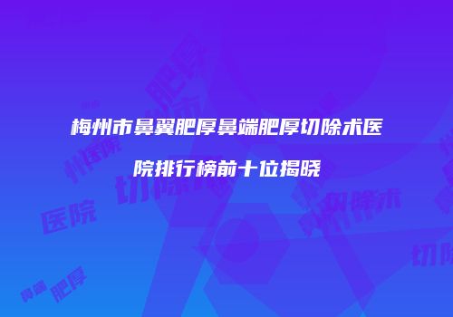 梅州市鼻翼肥厚鼻端肥厚切除术医院排行榜前十位揭晓