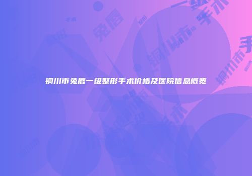 铜川市兔唇一级整形手术价格及医院信息概览