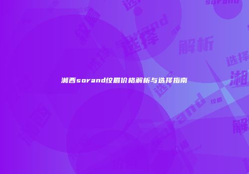 湘西sorand纹眉价格解析与选择指南