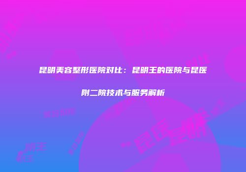 昆明美容整形医院对比：昆明王的医院与昆医附二院技术与服务解析