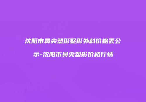 沈阳市鼻尖塑形整形外科价格表公示-沈阳市鼻尖塑形价格行情