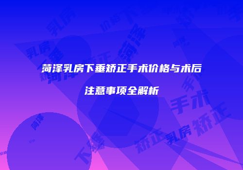 菏泽乳房下垂矫正手术价格与术后注意事项全解析