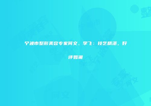 宁波市整形美容专家何文、李飞：技艺精湛，好评如潮