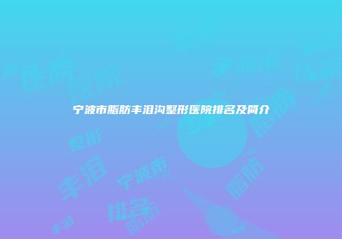宁波市脂肪丰泪沟整形医院排名及简介