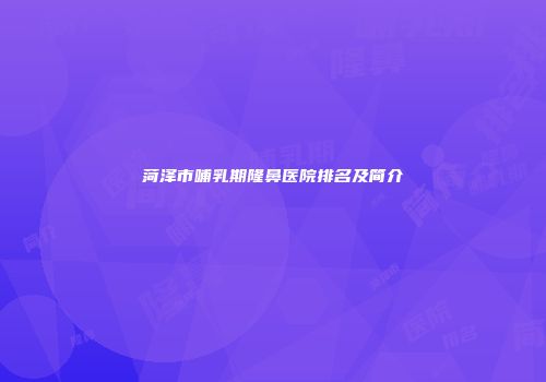 菏泽市哺乳期隆鼻医院排名及简介