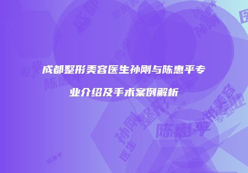 成都整形美容医生孙刚与陈惠平专业介绍及手术案例解析