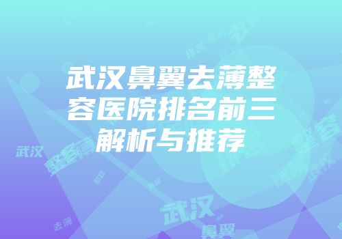 武汉鼻翼去薄整容医院排名前三解析与推荐
