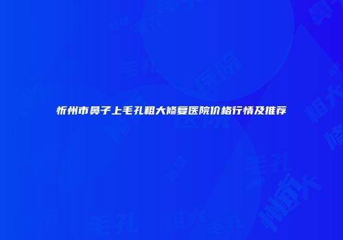 忻州市鼻子上毛孔粗大修复医院价格行情及推荐