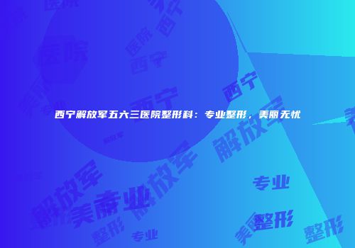 西宁解放军五六三医院整形科：专业整形，美丽无忧